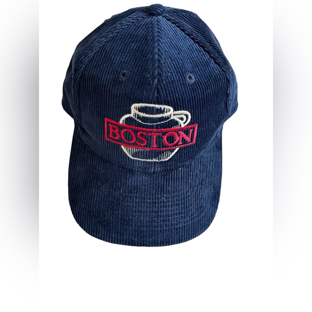 VINTAGE  Corduroy Boston Yupoong Snapback Hat Cap Navy